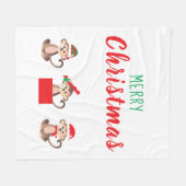 Merry Christmas Oerwoud Monkeys Elf Santa Hat Fleece Deken (Voorkant (Horizontaal))