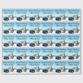 Merry Christmas Officer Daddy Santa With Cop Car Cadeaupapier (Vlak)