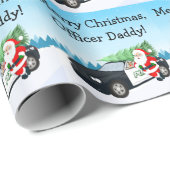 Merry Christmas Officer Daddy Santa With Cop Car Cadeaupapier (Rol Hoek)