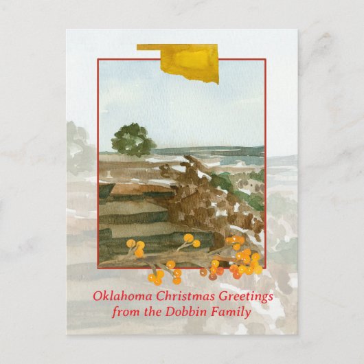 Merry Christmas Oklahoma Black Mesa gepersonalisee Feestdagenkaart (Voorkant)