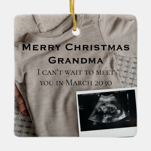 Merry Christmas Oma Ultrasound Aankondiging Keramisch Ornament (Voorkant)