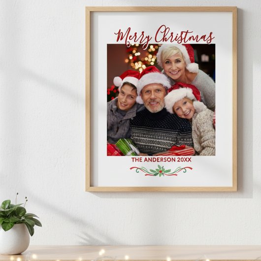 Merry Christmas One Photo Custom  Poster