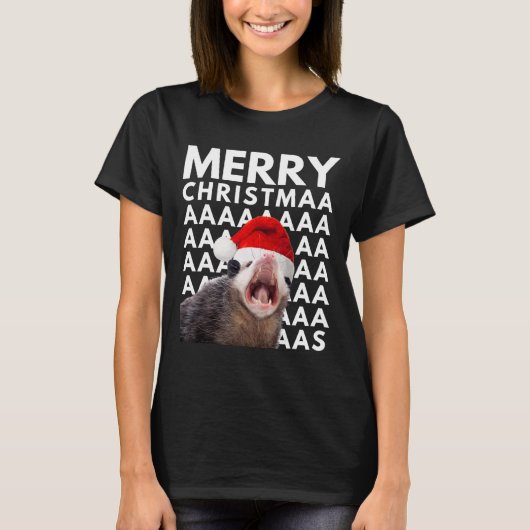 Merry Christmas Opossum Screaming Fun Men Women Ki T-shirt (Voorkant)
