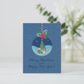 Merry Christmas Ornament Card with Tree and Gifts Feestdagenkaart (Staand voorkant)