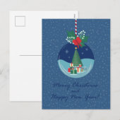Merry Christmas Ornament Card with Tree and Gifts Feestdagenkaart (Voorkant / Achterkant)
