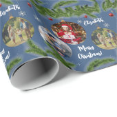 Merry Christmas Ornament Custom Gezicht Sneeuwvlok Cadeaupapier (Rol Hoek)