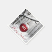 Merry Christmas Ornament On Snowy Branch Servet (Hoek)