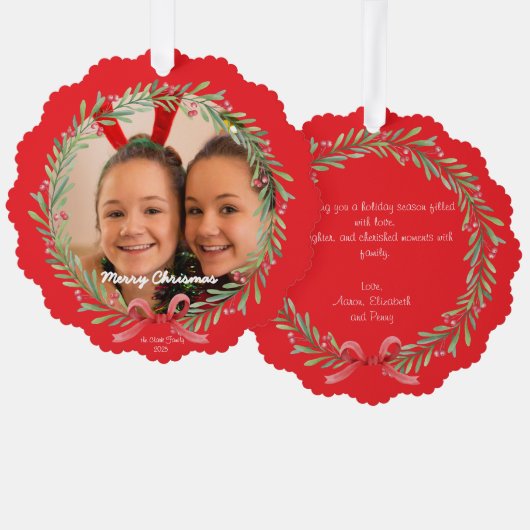 Merry Christmas Ornament Photo Card (Voorkant / Achterkant)