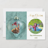 Merry Christmas Ornament rendieren familie foto Kaart (Voorkant)