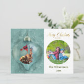 Merry Christmas Ornament rendieren familie foto Kaart (Staand voorkant)