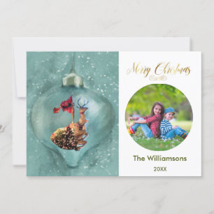 Merry Christmas Ornament rendieren familie foto Kaart
