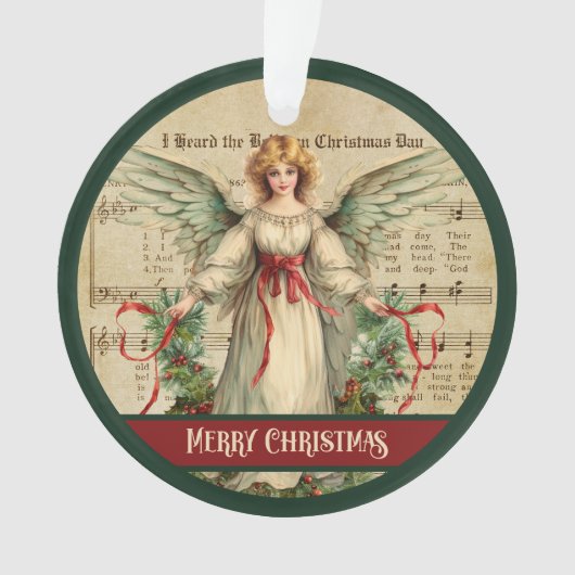 Merry Christmas Ornament Retro Angel Holiday Gift (voorkant)