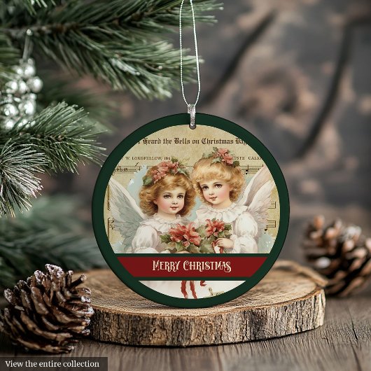 Merry Christmas Ornament Retro Angel Holiday Gift