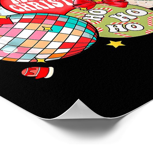 Merry Christmas Ornaments Disco Ball Coquette Bow  Poster (Hoek)