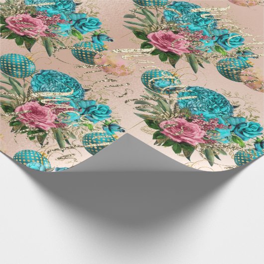 Merry Christmas Oude Script Rozen Roos Roze Groen Cadeaupapier (Hoek)