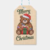 Merry Christmas - Ourson en kerstcadeau Cadeaulabel (Voorkant)