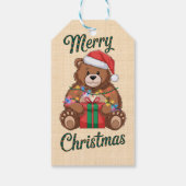 Merry Christmas - Ourson en kerstcadeau Cadeaulabel (Achterkant)
