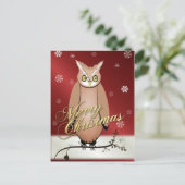 Merry Christmas Owl Red Post Kaart (Staand voorkant)
