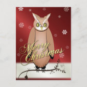 Merry Christmas Owl Red Post Kaart (Voorkant)