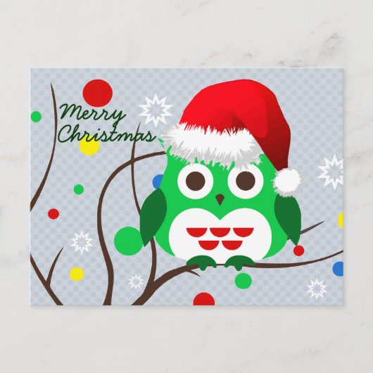 Merry Christmas Owl Trend Feestdagenkaart (Voorkant)
