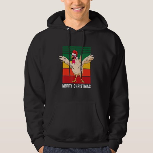 Merry Christmas Pajama  Chicken Retro Hoodie (Voorkant)