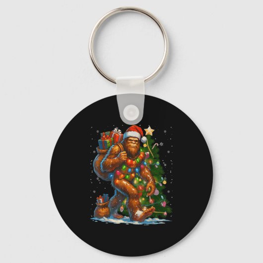 Merry Christmas Pajamas Bigfoot Christmas Tree Lig Sleutelhanger (Voorkant)
