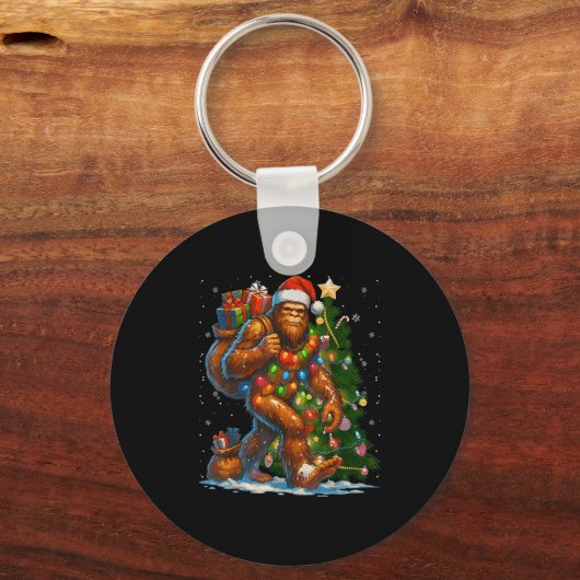 Merry Christmas Pajamas Bigfoot Christmas Tree Lig Sleutelhanger (Voorkant)