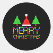 Merry Christmas Pajamas Blocks Building Lovers Boy Ronde Sticker (Voorkant)