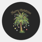 Merry Christmas Palm Tree Light Hawaiian Trocal Ch Ronde Sticker (Voorkant)