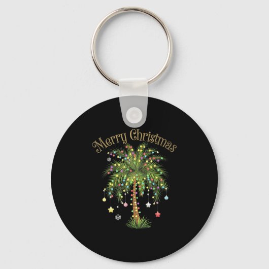 Merry Christmas Palm Tree Light Hawaiian Trocal Ch Sleutelhanger (Voorkant)
