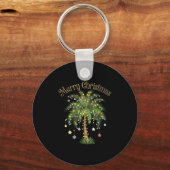 Merry Christmas Palm Tree Light Hawaiian Trocal Ch Sleutelhanger (Voorkant)