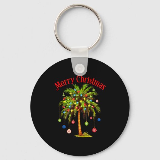 Merry Christmas Palm Tree Light Hawaiian Trocal Ch Sleutelhanger (Voorkant)