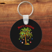 Merry Christmas Palm Tree Light Hawaiian Trocal Ch Sleutelhanger (Voorkant)