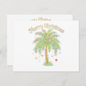 Merry Christmas Palm Tree Light New Year Tropical Informatiekaartje (Voorkant / Achterkant)