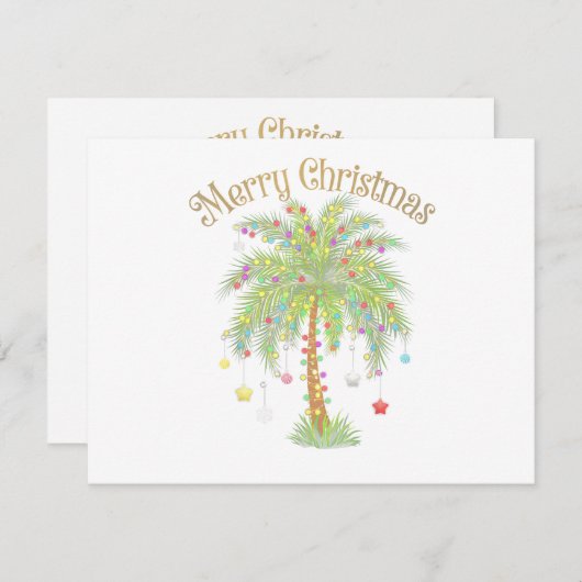 Merry Christmas Palm Tree Light New Year Tropical  Informatiekaartje (Voorkant / Achterkant)