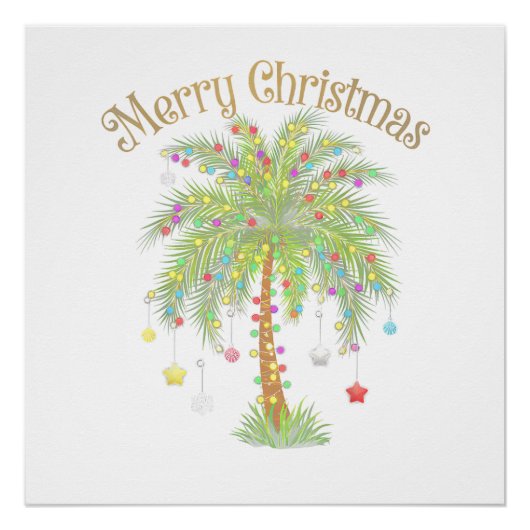 Merry Christmas Palm Tree Light New Year Tropical  Perfect Poster (Voorkant)