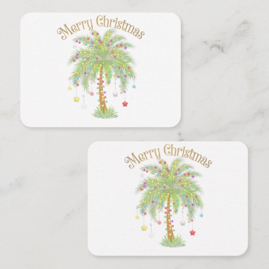 Merry Christmas Palm Tree Light New Year Tropical  Visitekaartje (Voorkant / Achterkant)