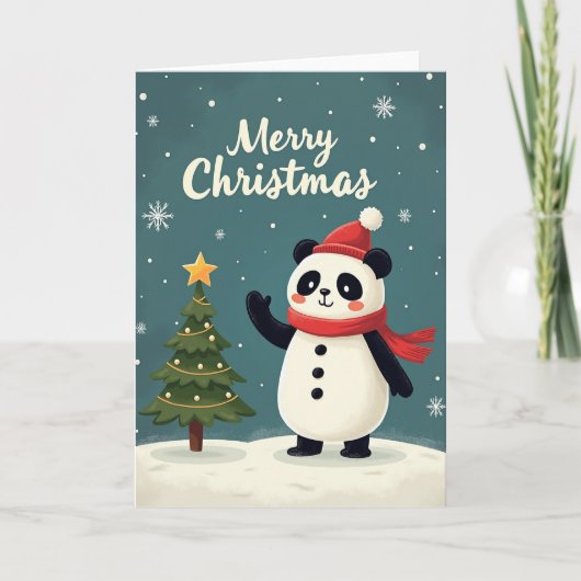 Merry Christmas Panda Card Kaart (Voorkant)