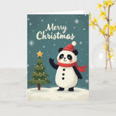 Merry Christmas Panda Card Kaart (Gele Bloem)