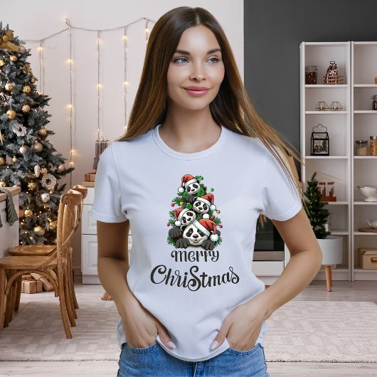 Merry Christmas Panda (familie T-shirt) T-shirt