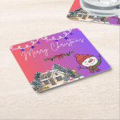 Merry Christmas Paper Coasters Kartonnen Onderzetters (Schuin)