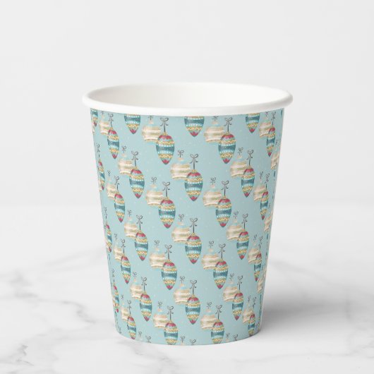 Merry Christmas Paper Cups – Festive Ornament Papieren Bekers (Achterkant)