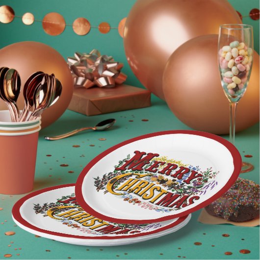 Merry Christmas Paper Plates Papieren Bordje (Multi)