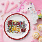 Merry Christmas Paper Plates Papieren Bordje (Feest)