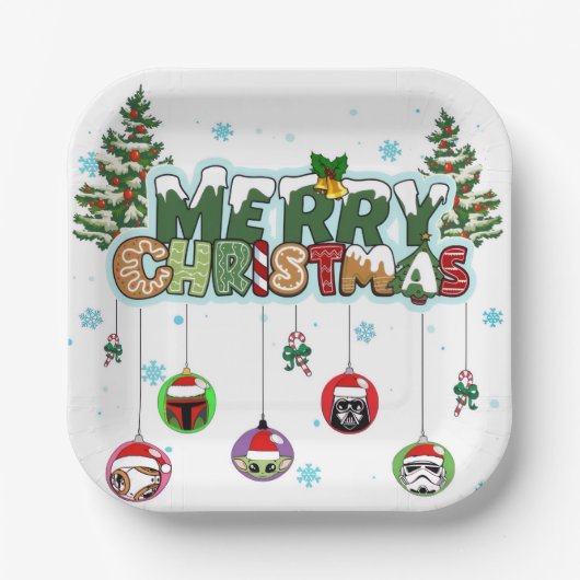 Merry Christmas Paper Plates Papieren Bordje (Voorkant)