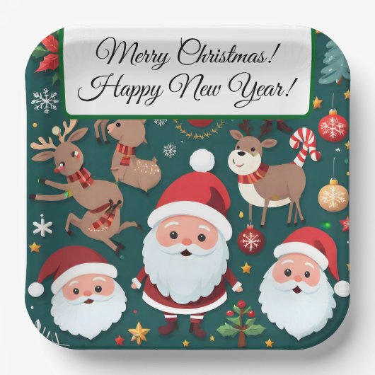 Merry Christmas Paper Plates Papieren Bordje (Voorkant)