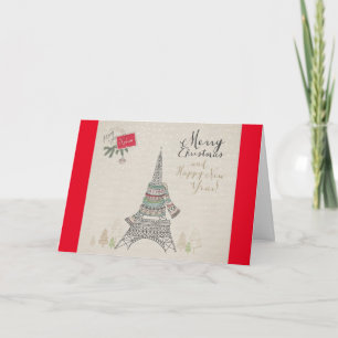 Merry Christmas Paris Design Feestdagen Kaart
