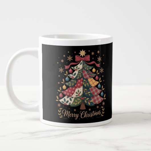 Merry Christmas Patchwork Christmas Tree Grote Koffiekop (Links)