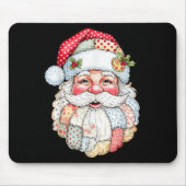 Merry Christmas Patchwork Santa Claus Face X-mas H Muismat (Voorkant)