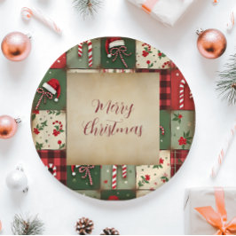 Merry Christmas Patchwork Vakantiepapier Bord